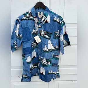 Kahala Hawaiian Tropical Hawaii island Short Sleeve Button Down Shirt XL